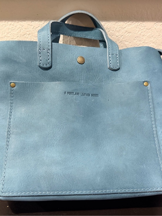 Portland Leather Handbags - Portland Leather Goods Crossbody Tote Bag – Sky Blue